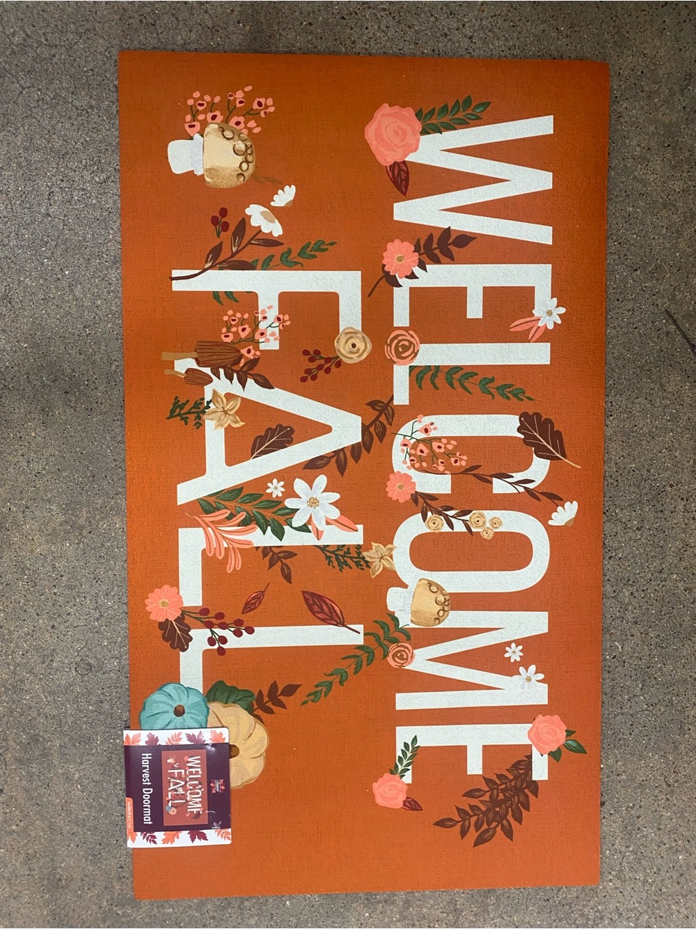Welcome Fall Floral Orange Doormat - Unbranded